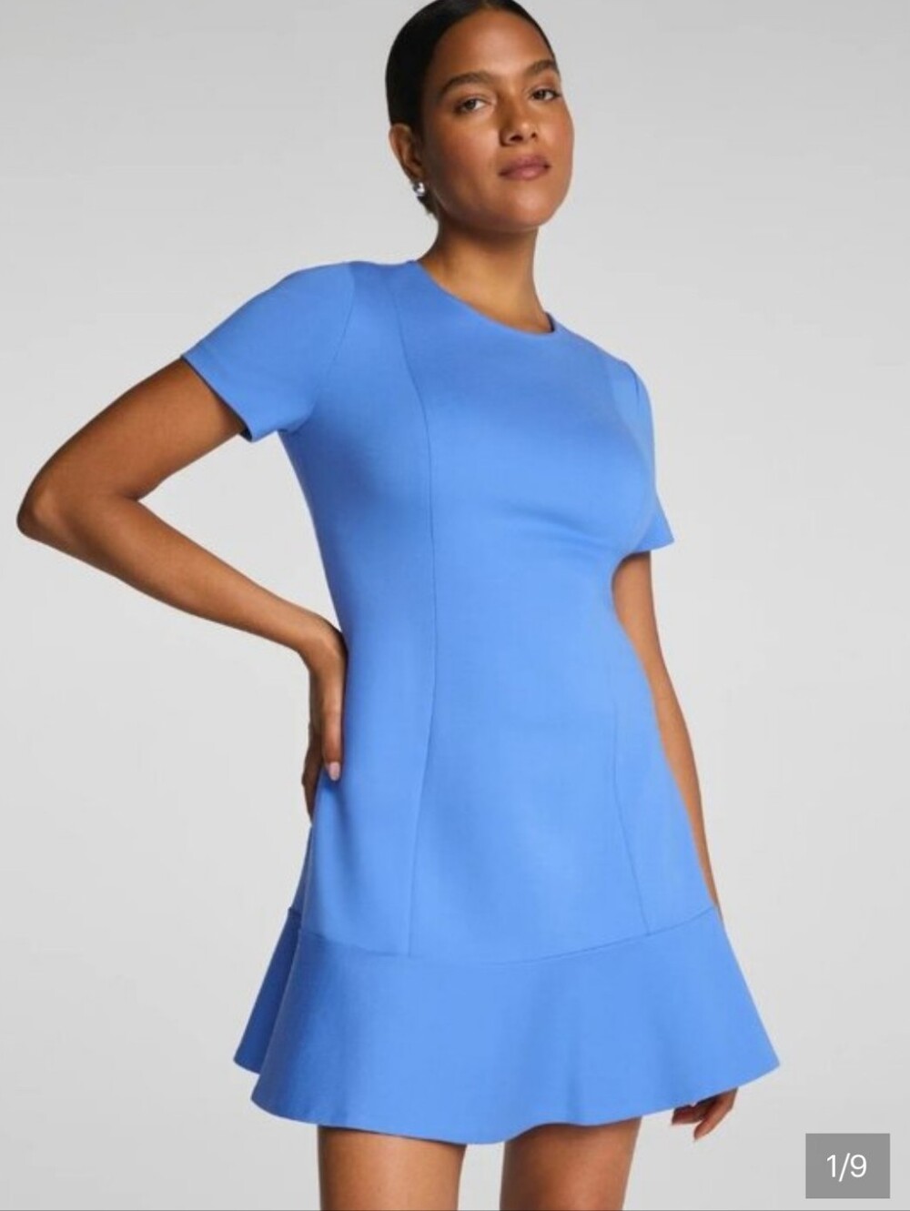 SPANX Ponte Short-Sleeve Flounce-Hem Dress